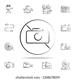 the sign is forbidden by the camera outine icon. Photo and camera icons universal set for web and mobile