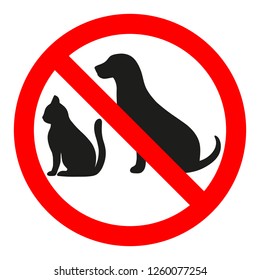 sign forbidden dog cat in red crossed out circle on white background