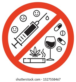 Sign Forbidden Drugs Red Crossed Out Stock Vector (Royalty Free ...