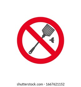 Sign forbidden to kill insects in a flat style. Vector illustration.