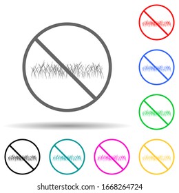 the sign is forbidden to walk on the lawn multi color style icon. Simple glyph, flat vector of warning signs icons for ui and ux, website or mobile application