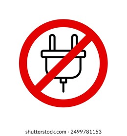 Sign forbidding the connection of electrical devices, electric plug - vector illustration	
