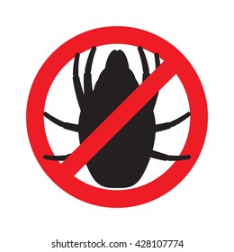 The sign forbidding house dust mites. Vector illustration.