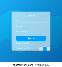 Sign In Form For Business And Health Web Site Mobile Applications Flat Light Relax Beauty Natural Blue White Vector Design