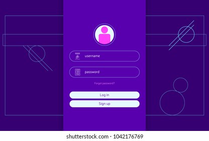 Sign up form design for app, minimalistic template for UI, UX developers