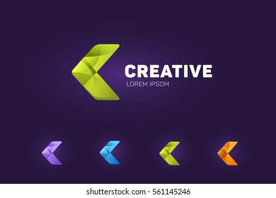 Sign form letters c. Different color options. Green logo. abstract sign