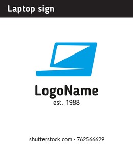 sign in the form of an open laptop for the company working in the field of information technology