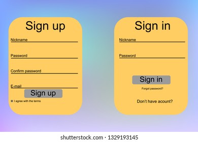 Sign Up Form Page. Website ui vector elements. Mockup for web-site Interface. Screens and web concept. Interface UX, UI GUI screen template for web site banners. Sign Up