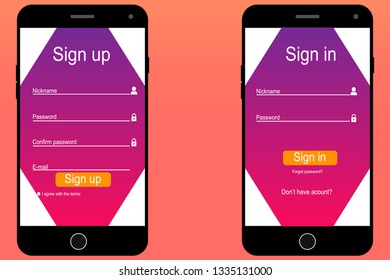 Sign in and sign up form page. Website ui vector elements.