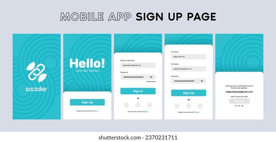 Sign Up and Sign In Form Screen Page User Interface or UI Kit for Mobile App