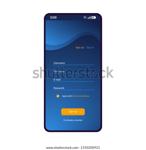 Sign Form Smartphone Interface Vector Template 스톡 벡터 로열티 프리 1350200921