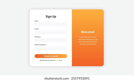 Sign up form vector template for your design, Website UI concept.
