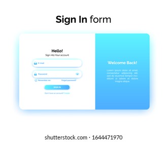 Sign In form, web design UI UX, login interface with gradient, vector illustration