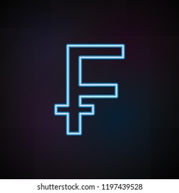 sign of franc icon in neon style. One of Mobile banking collection icon can be used for UI, UX