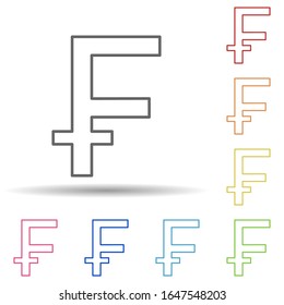 Sign of franc in multi color style icon. Simple thin line, outline vector of mobile banking icons for ui and ux, website or mobile application