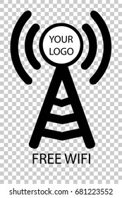 Sign, Free Internet Connection with Your Logo Placement Area, at Transparent Effect Camera