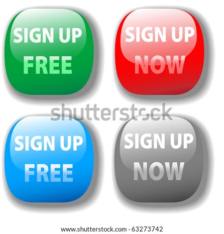 Sign up for free website icon red green gray four button set