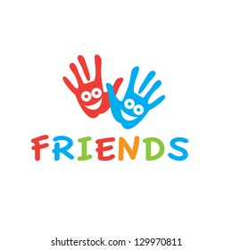 Sign of friends. Vector symbol of friendship - smiling hands.