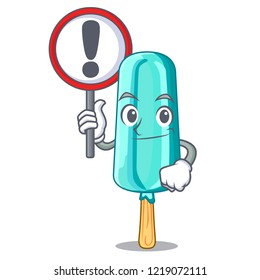 With sign fruit ice cream on stick cartoon