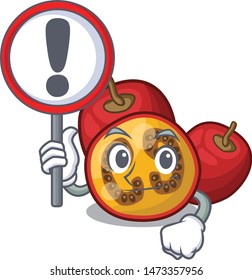 With sign fruit tamarillo slices in cartoon shape