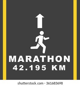 Sign full marathon runner  on the road, Vector  illustration