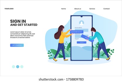 Sign in and get started landing page or web background