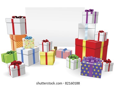 Sign and gifts background with copyspace for your message