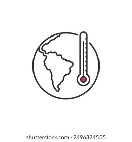 Sign of global warming. Icon of the globe with high temperature. Symbol of the world having high heat because of global warming caused by pollution.