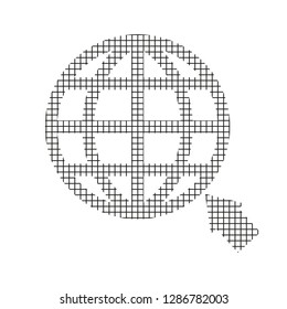 Sign globe and arrow, black on a white background, squares, vector
