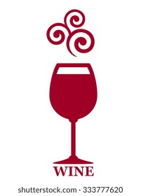 sign with goblet of red wine and grape decorative element
