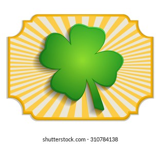 Sign of good luck leaf clover on a background with rays