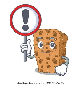 With sign granola bar character cartoon
