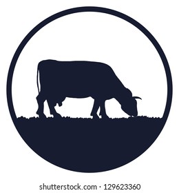 Sign of grazing cow in a circle. Can be used as a warning roadsign