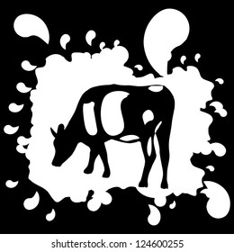 sign of grazing cows in red on a white background.