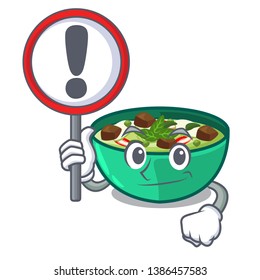 With sign green churry served in cartoon bowl