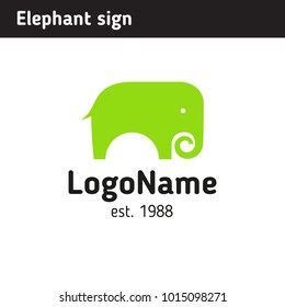 Sign green elephant, reliability and strength