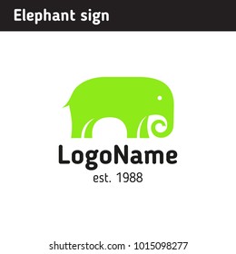 Sign green elephant, reliability and strength