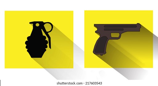 Sign grenade and gun vector illustration