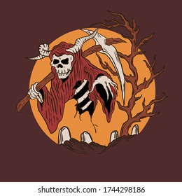 sign     Grim Reaper Vector Art, artwork  design t-shirt