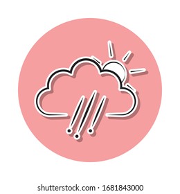 a sign of hail with the sun sticker icon. Simple thin line, outline vector of Weather icons for ui and ux, website or mobile application