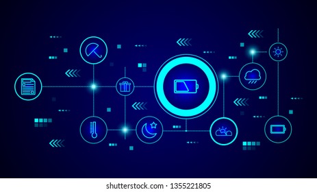 sign half charge icon. From web set