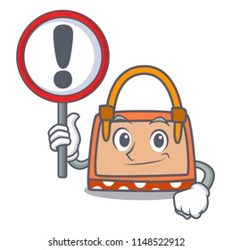 With sign hand bag character cartoon
