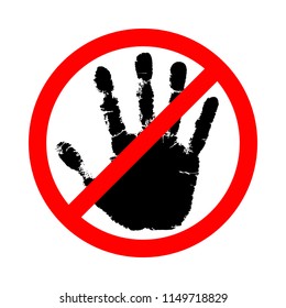 Sign hand blocking. Icon stop hand. Symbol do not touch. Vector flat style illustration isolated on white background