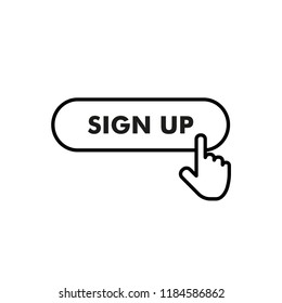 Sign Up With Hand Click Icon Vector