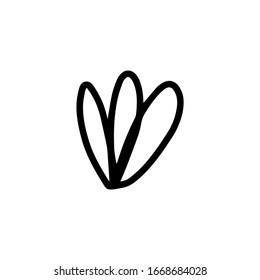 Sign hand drawn herbal Twig leaves. Floral sprig. Spring flower, buttons, blade, bush isolated on white background. Doodle outline vector illustration for wedding design,logo,  greeting card.