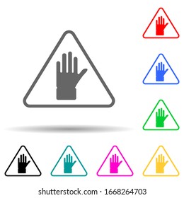 icono de estilo multicolor de mano. Glifo simple, vector plano de señales de advertencia iconos para ui y ux, sitio web o aplicación móvil