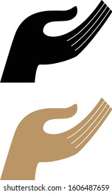 Sign Hand Palm Egyptian style. Silhouette. Vector.