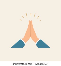 Sign of hand for praying, emoji hand please concept.