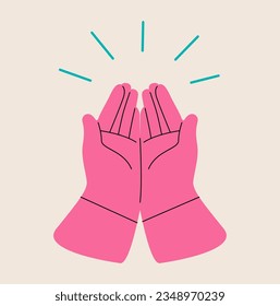 Sign of hand for praying, hand please concept. Colorful vector illustration
