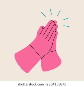 Sign of hand for praying, hand please concept. Colorful vector illustration